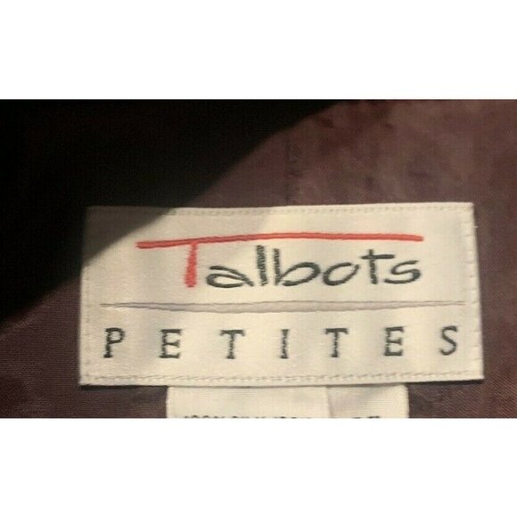Talbots Petites Womens Button Front Silk Jacket Size 6P Burgundy Long Sleeve - Picture 11 of 12